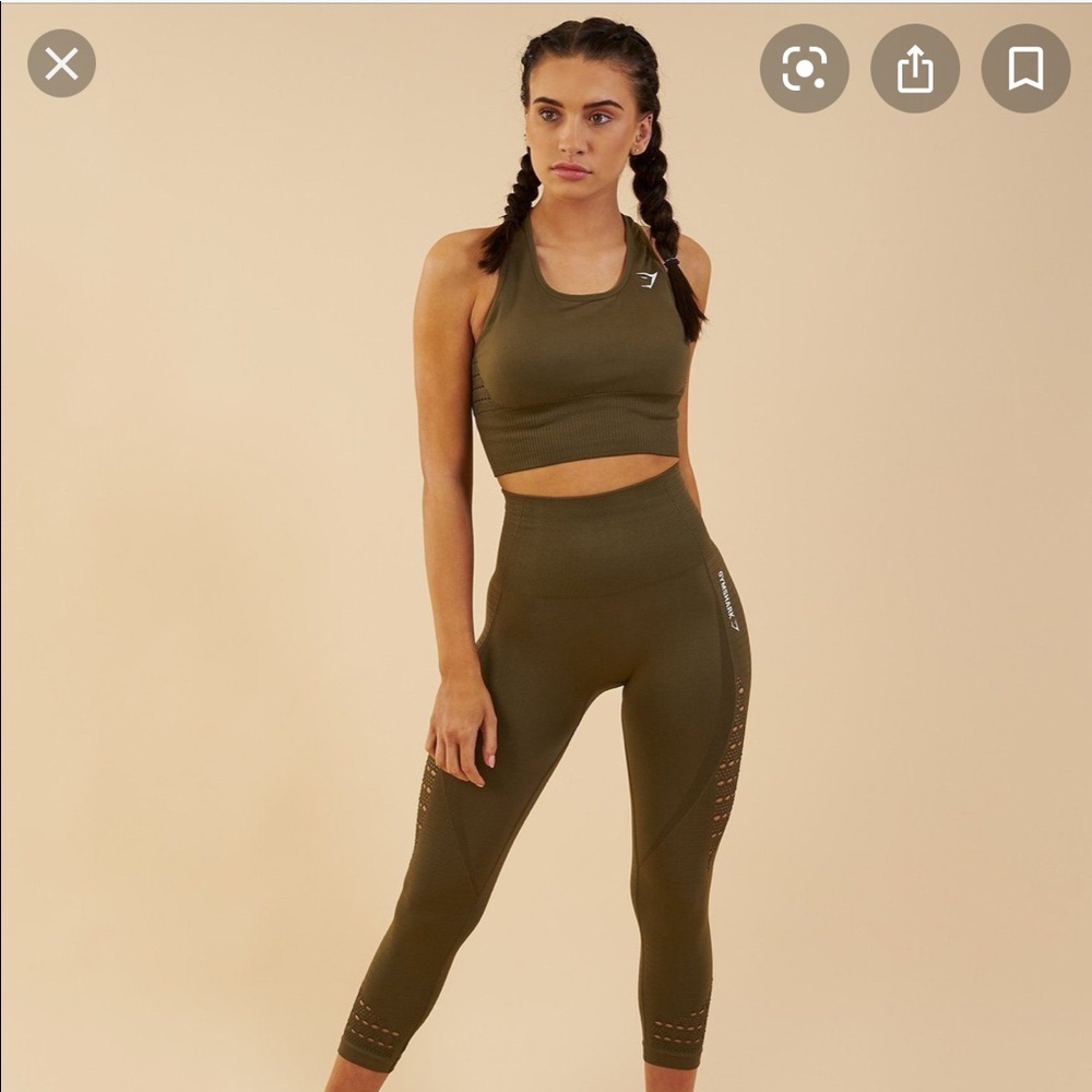 Gymshark energy seamless crop vest bra khaki